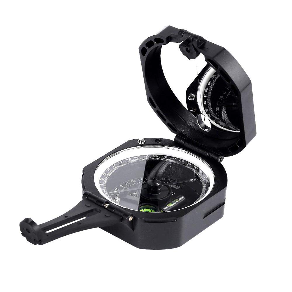WINNES Portable Compass, Fluorescent, Waterproof and Shakeproof for Geological Exploration, Hunting, Hiking with Case and Strap