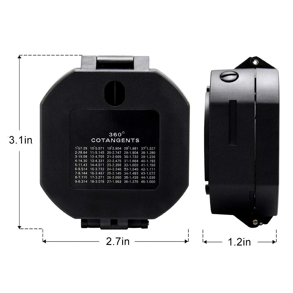 WINNES Portable Compass, Fluorescent, Waterproof and Shakeproof for Geological Exploration, Hunting, Hiking with Case and Strap