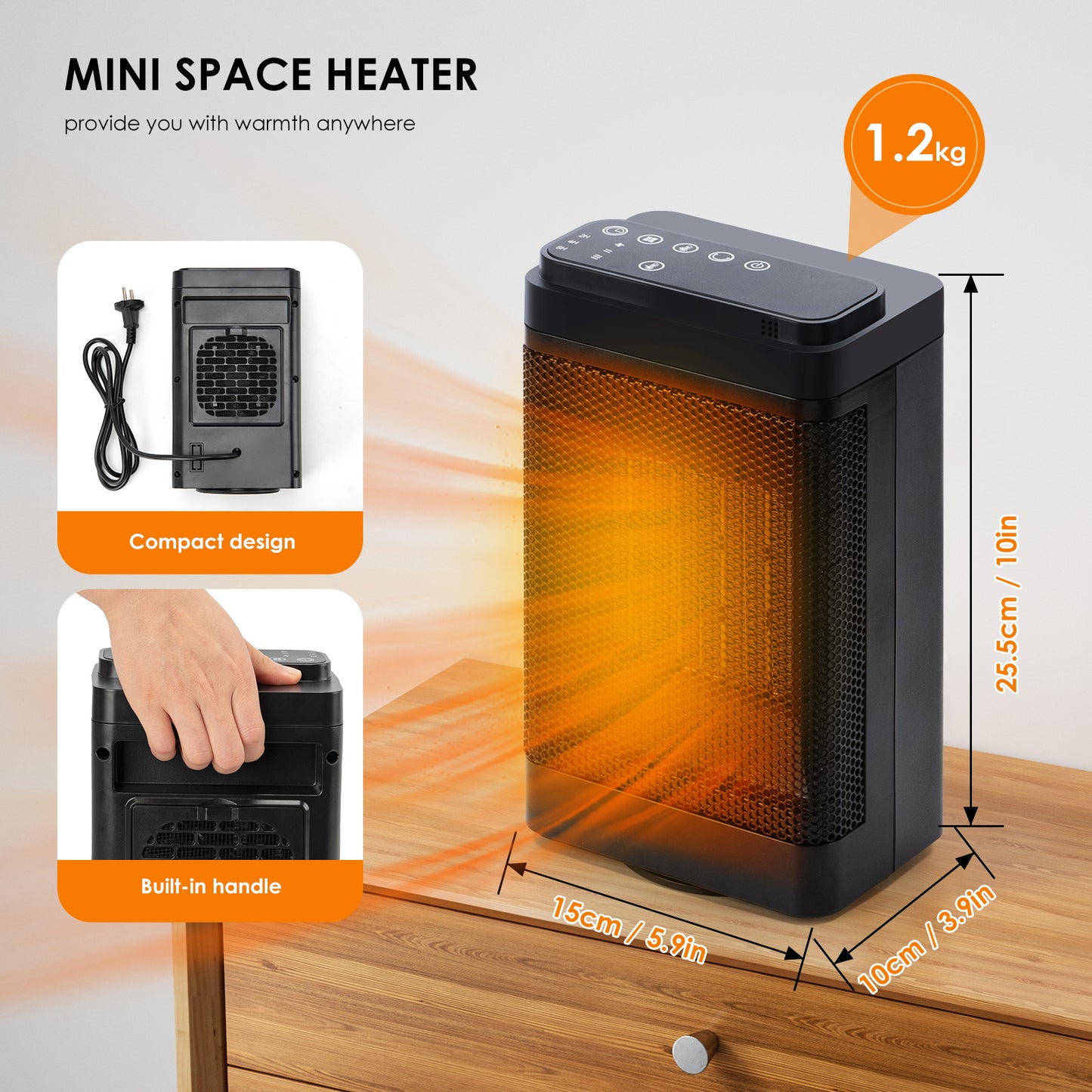 WINNES Electric Heater 12hrs Timer Remote Control 1500W home office room heater