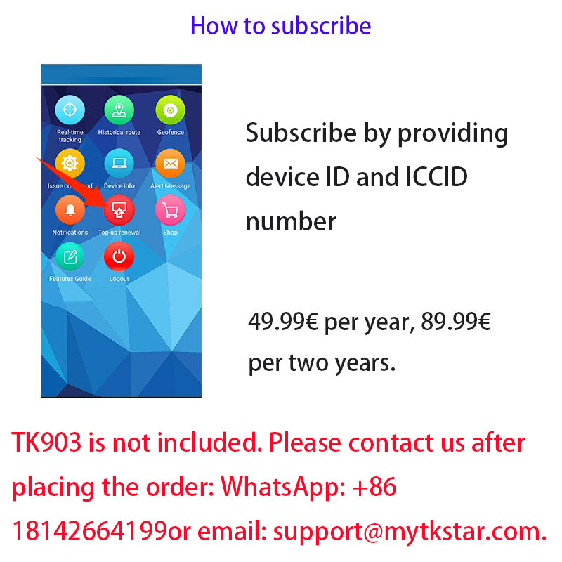 Winnes GPS Tracker exclusive subscription link (except TK903), just provide device ID and ICCID to help subscribe, no need to do it yourself