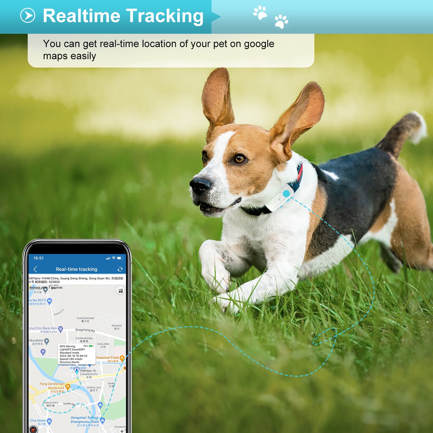 WINNES TK911pro 4G Dog GPS Tracker 700mah IP65 Waterproof Free APP rea