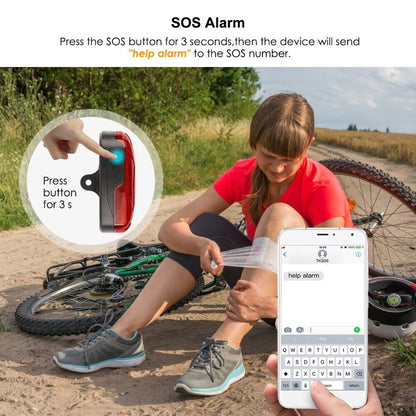 WINNES TK906 Bike GPS Tracker with LED Light Anti Theft Real-Time Bicycle Tracker Device 1800mAh Waterproof SOS Overspeed Alarm GPS Locator Lifetime Free APP/Platform No Subscription for Bicycle/Motorbike