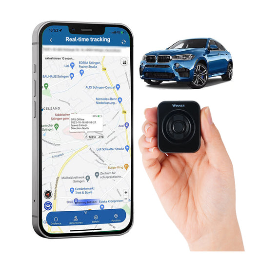 WINNES GPS Tracker Worldwide Realtime Car Tracker SOS Beep Alarm Temperature Display with 2 Custom Function Buttons Magnetic GPS Tracker No Monthly Fee(4G TKS1)