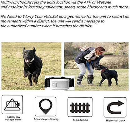 WINNES TK909 GPS Tracker for Pets Real-time Tracking Dog GPS Adjustable Collar Unlimited Range with Geo-fence History Route