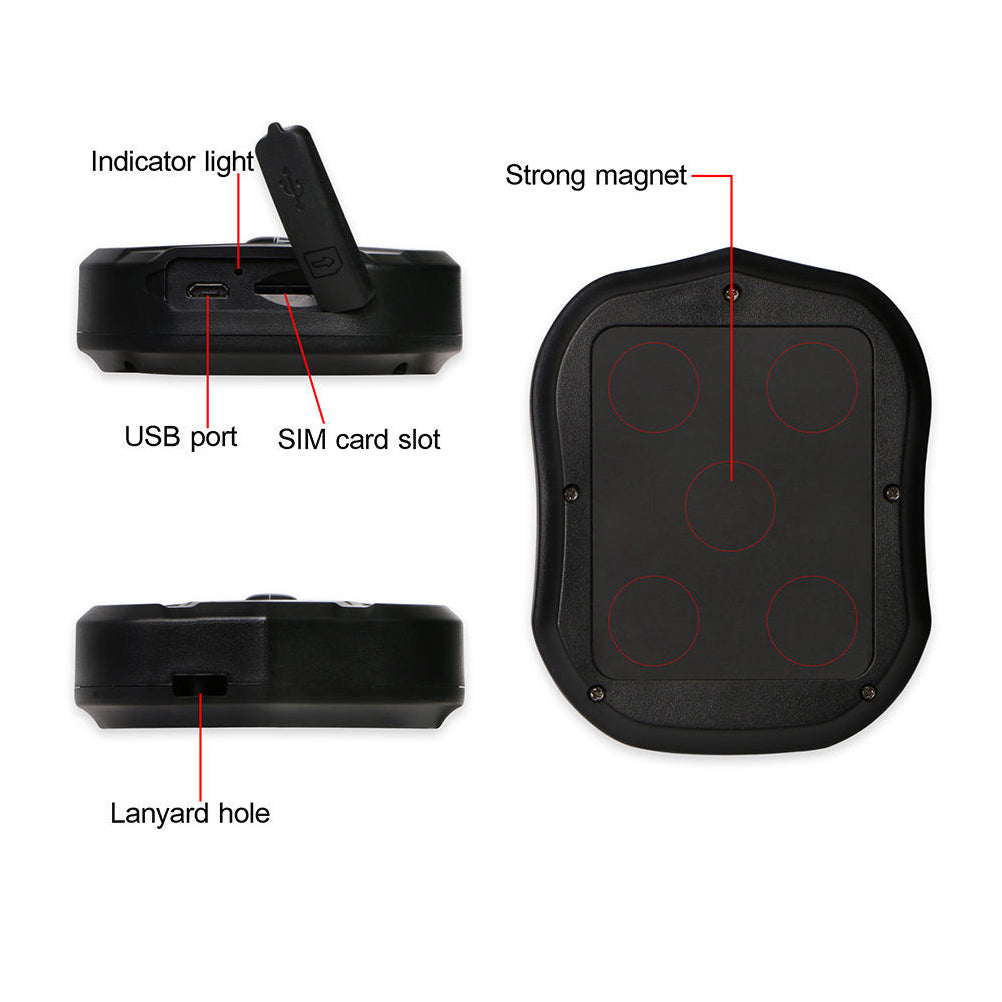 WINNES GPS Tracker 2G TK905, Built in 5000mAh Rechargeable Battery 90 Days Standby, Real Time Positioning Waterproof Strong Magnetism GPS Car Tracker  for Fleet, Van, Vehicle