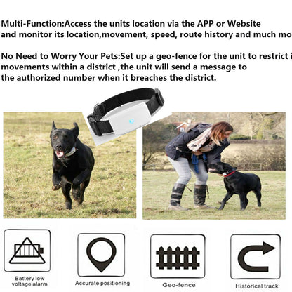 WINNES TK911 Small Pet GPS Tracker , 500mAh Standby time 200 hours IP66 Waterproof Collar Real-time Unlimited Range Locator ,History Route Track ,Alarm Device Free APP for Cat Dog