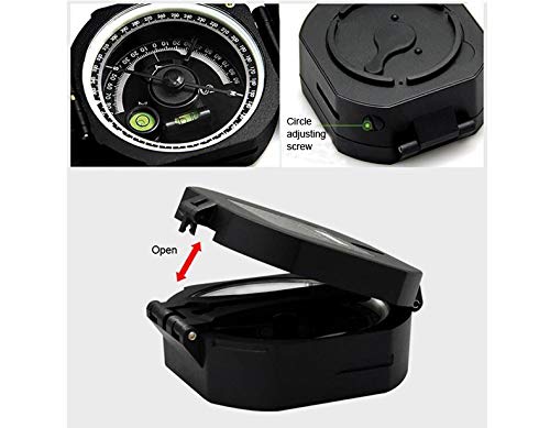 WINNES Portable Compass, Fluorescent, Waterproof and Shakeproof for Geological Exploration, Hunting, Hiking with Case and Strap