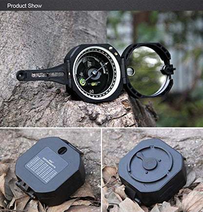 WINNES Portable Compass, Fluorescent, Waterproof and Shakeproof for Geological Exploration, Hunting, Hiking with Case and Strap